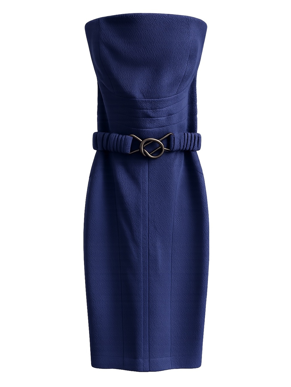 Vintage Missoni by Valentino Strapless Textured Knit Blue Belted Sheath Dress